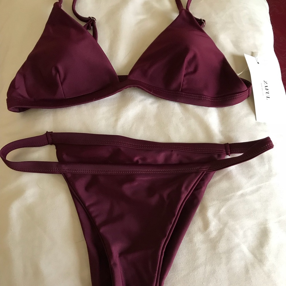 Zaful Maroon 2-piece Swimsuit
